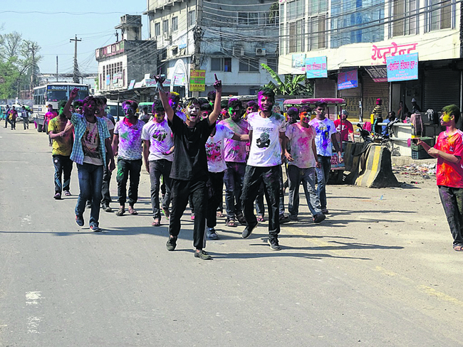 Holi, festival of colors, being celebrated in Tarai today